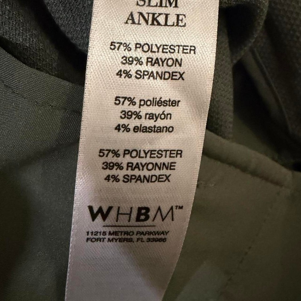 WHBM Olive Green Slim Ankle Pants Womens 2 Textured Business Casual Trousers - Picture 4 of 7